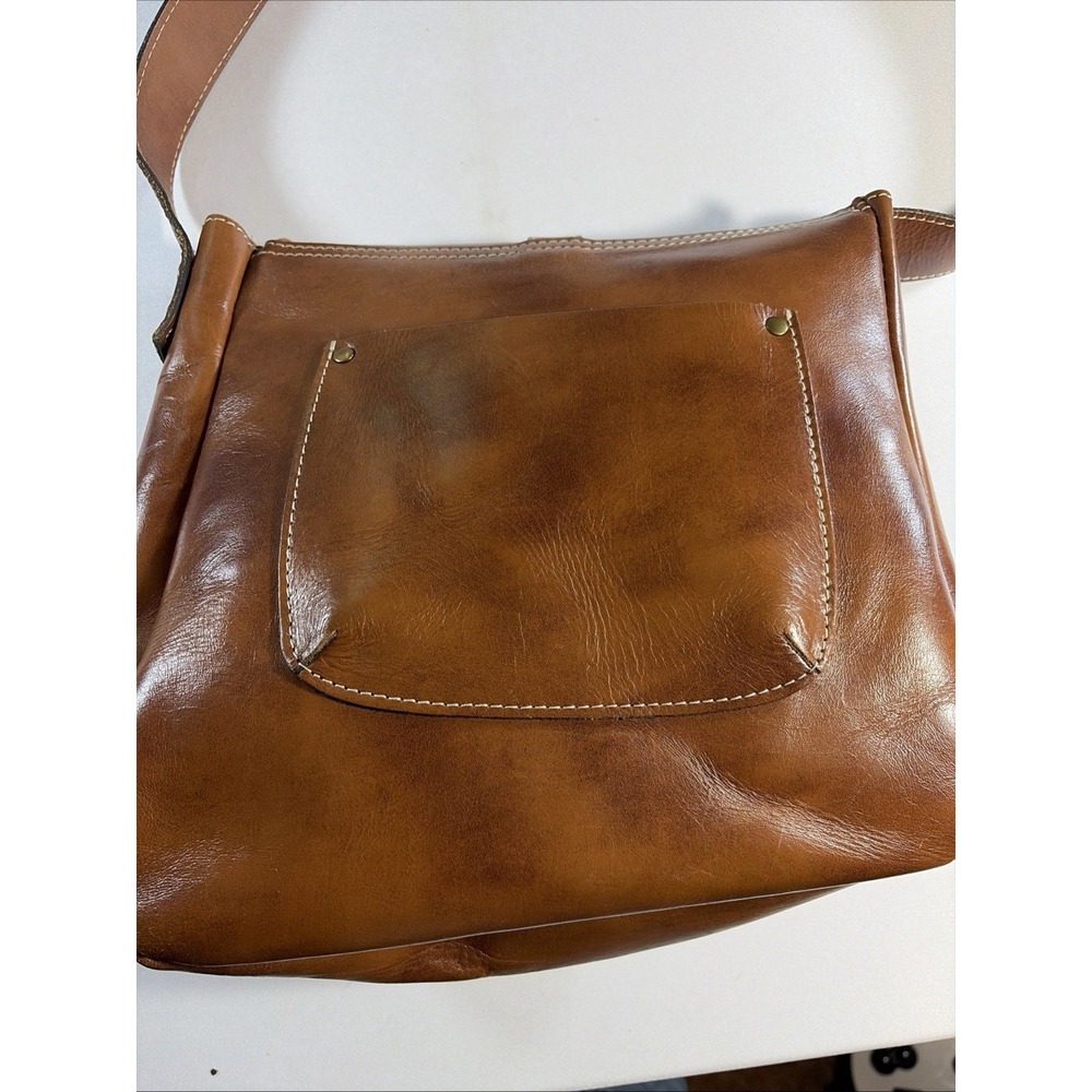 Patricia Nash Map Print Leather Crossbody Bag Brown Tan Italy Map Embossed Logo - Picture 9 of 14